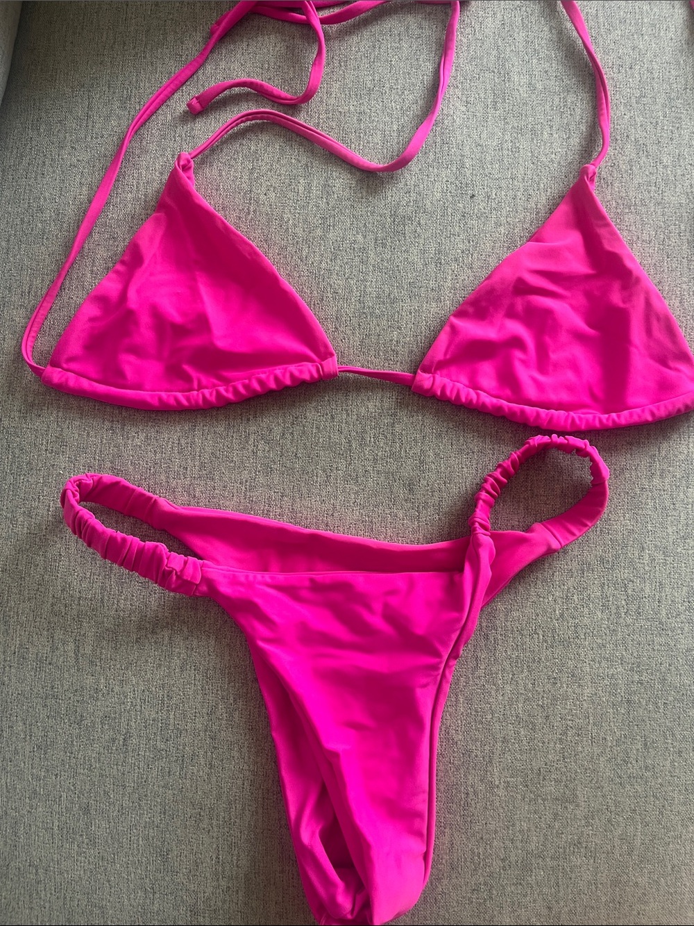 Hot Pink Triangle Bikini Set